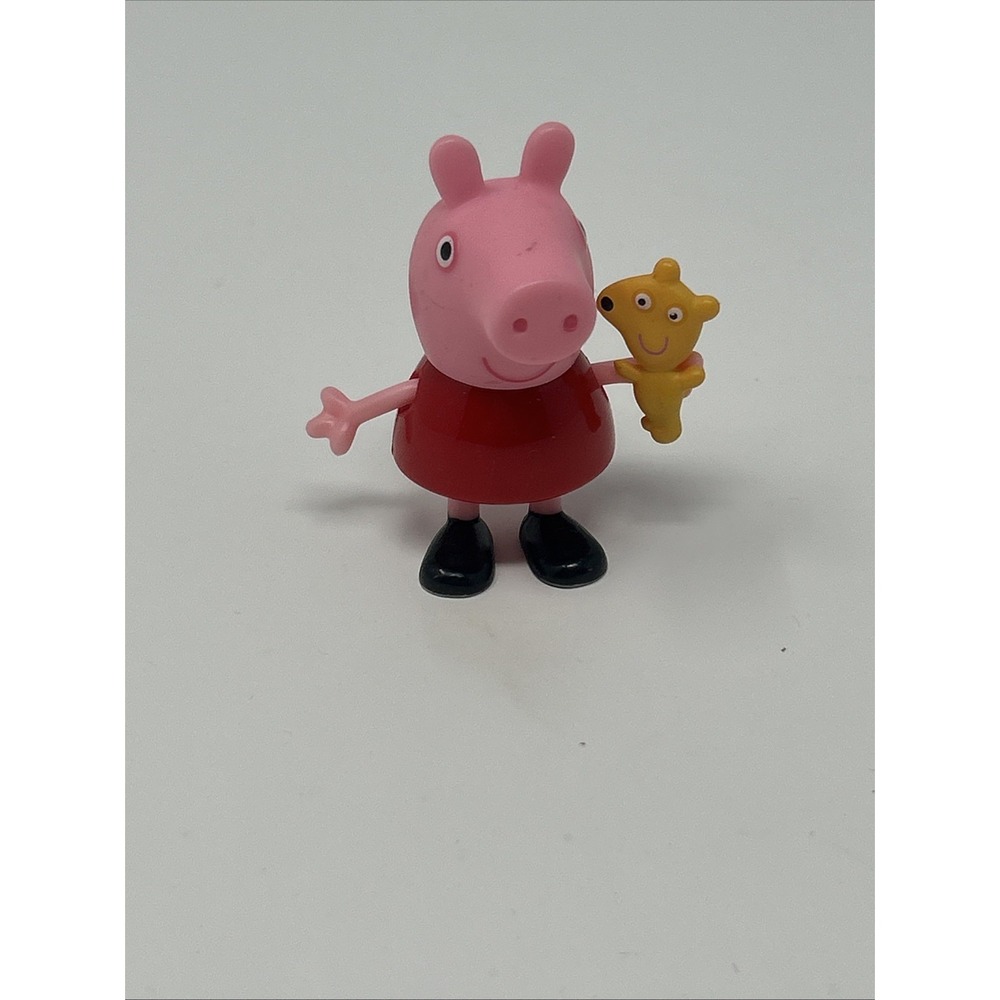 Peppa Pig Cake Topper Figurine Holding Teddy Bear Action Figure